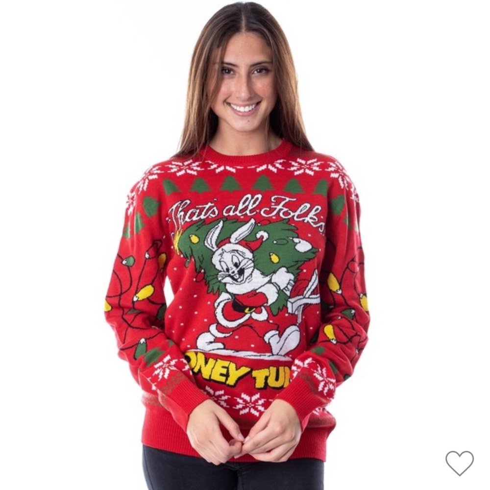 Looney Tunes Bugs Bunny Christmas Sweater Size XL